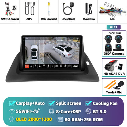 Android 14 Carplay Car Radio For Renault Kangoo 2009 2012 2015 2016 2017 2018 Multimedia Video Player Navigation Stereo 2din DSP