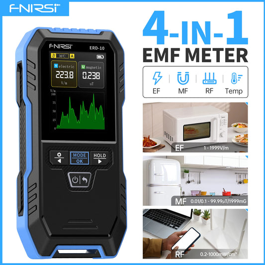 FNIRSI ERD-10 4-IN-1 Electromagnetic Radiation Detector, Electric & Magnetic Field Strength, RF Power, Temperature Monitor