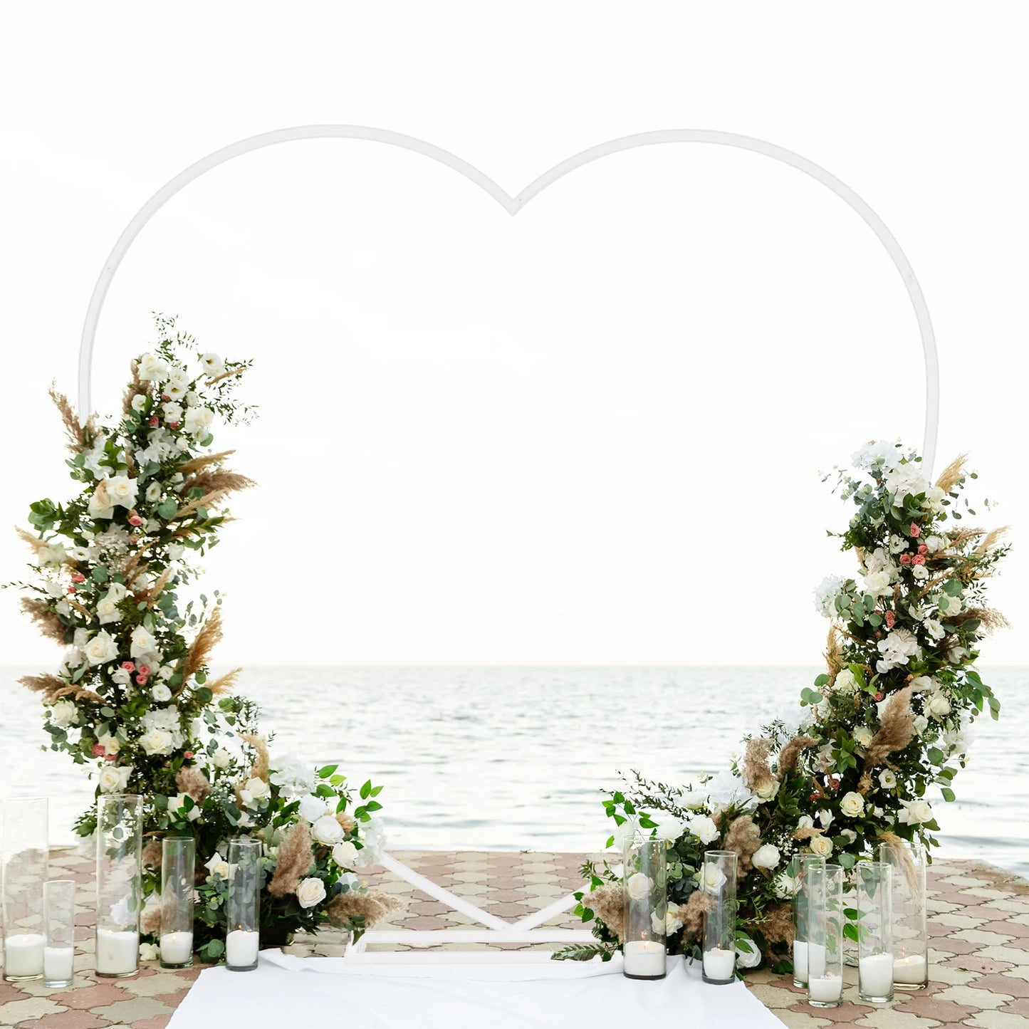 Heart Shape Metal Wedding Balloon Arch Backdrop Stand Frame Party Decoration Flowers Background Stand