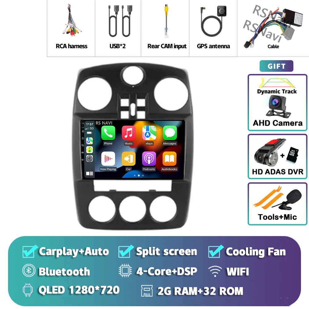 Android 14 Carplay For Chrysler PT Cruiser 2000-2010 2 Car Radio Multimedia Player Din GPS Navigation Autoradio Stereo Head Unit