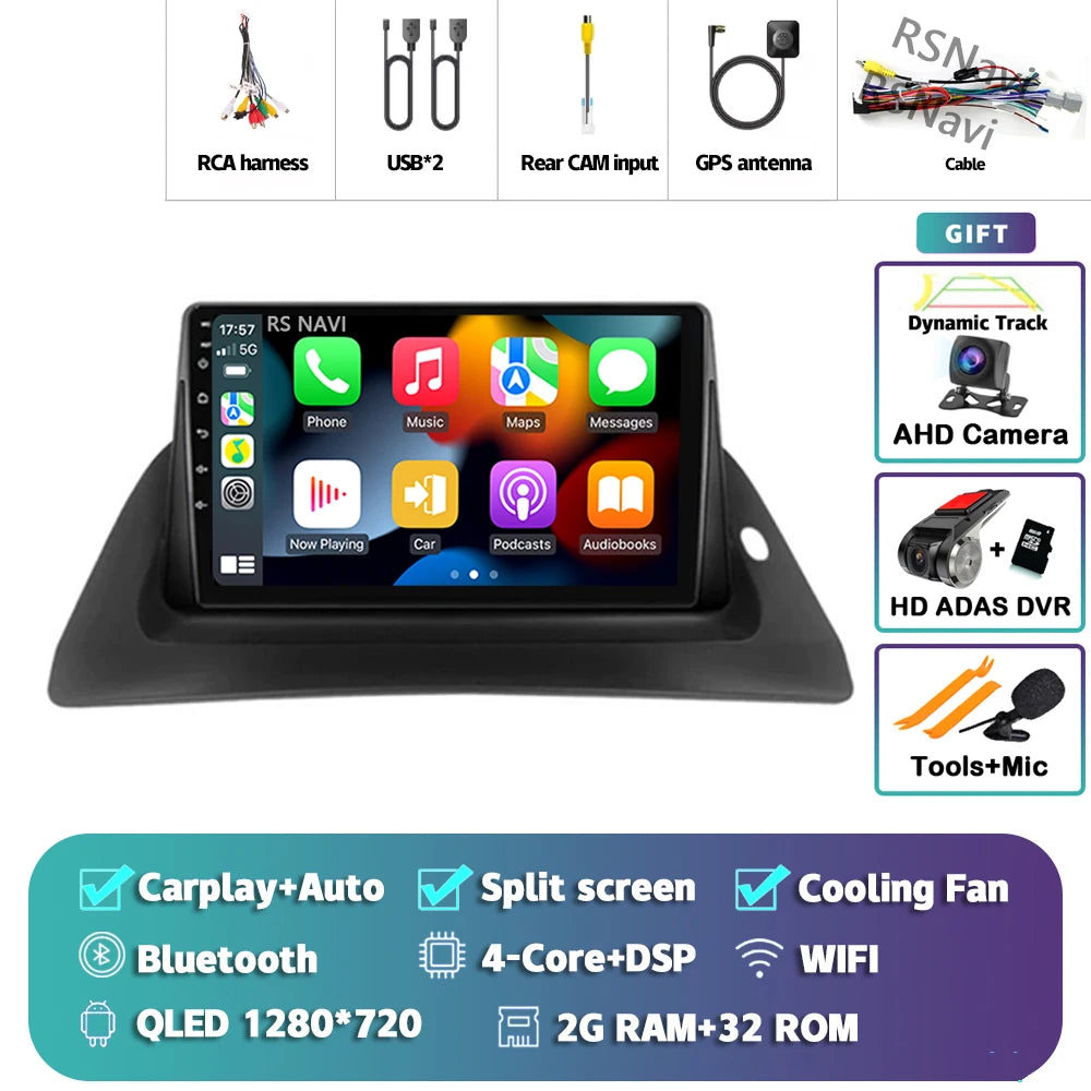 Android 14 Carplay Car Radio For Renault Kangoo 2009 2012 2015 2016 2017 2018 Multimedia Video Player Navigation Stereo 2din DSP