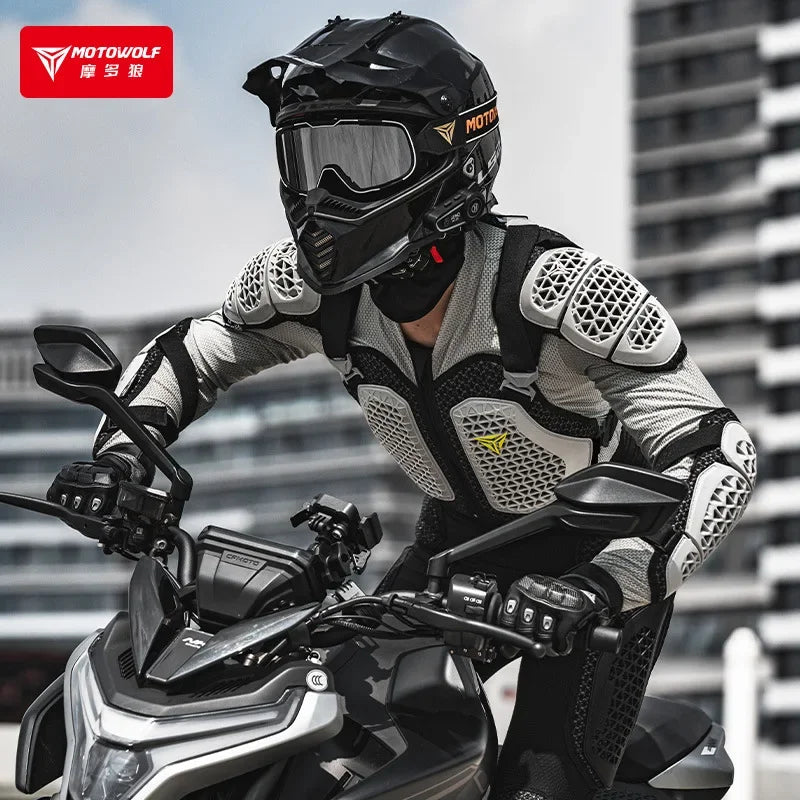 Motowolf 1 Set Motorcycle Armor Jacket CE Certified Motorcyclists Body Armor with Spine Protection Motorcycle Protective Gear