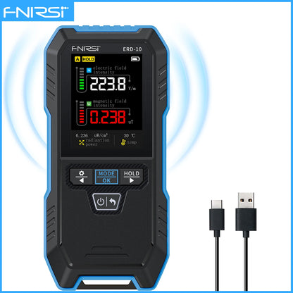 FNIRSI ERD-10 4-IN-1 Electromagnetic Radiation Detector, Electric & Magnetic Field Strength, RF Power, Temperature Monitor