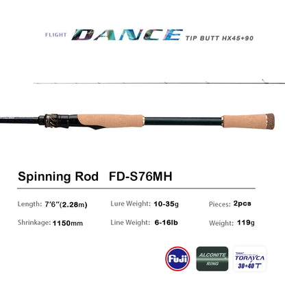 PURELURE DANCE S822H ML H Spinning Rod For Bass High Carbon Long Throwing Fishing Rod In FUJI Accessories, Plus Spinning Reel