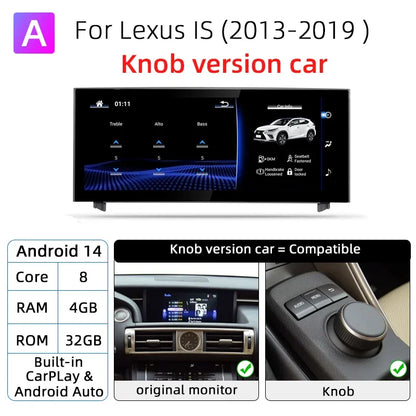 Nunoo Android 14 Wireless Carplay Auto Radio For Lexus IS RC 200 250 300 350 200t 300h Multimedia Player Navigation GPS DSP
