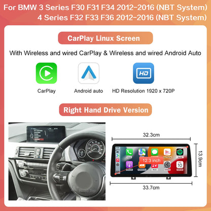 1920*720 Wireless Carplay Multimedia Screen Android Auto For BMW 1 2 3 4 Series F20 F21 F22 F23 F45 F30 F31 F33 F36 NBT System