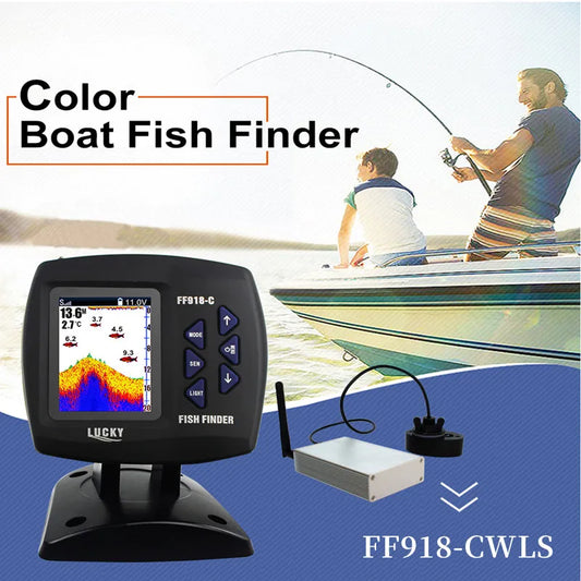 LUCKY New Wireless Boating FF918-CWLS 980 Feet Range 45 Degrees Wireless Operating Range Fishing Remote Control Fish Finder