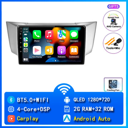 Android 14 wifi+4G Carplay AUTO Car Radio For Lexus RX300 RX330 RX350 RX400H 2003 -2009 Navigation GPS Player Stereo Multimedia