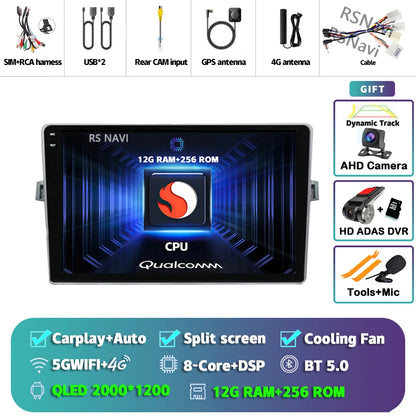 Android 14 Car radio Navigation Multimedia Player For Toyota Verso 2010 2011 2012 2013 2014 2015 2016 Carplay Auto Stereo video