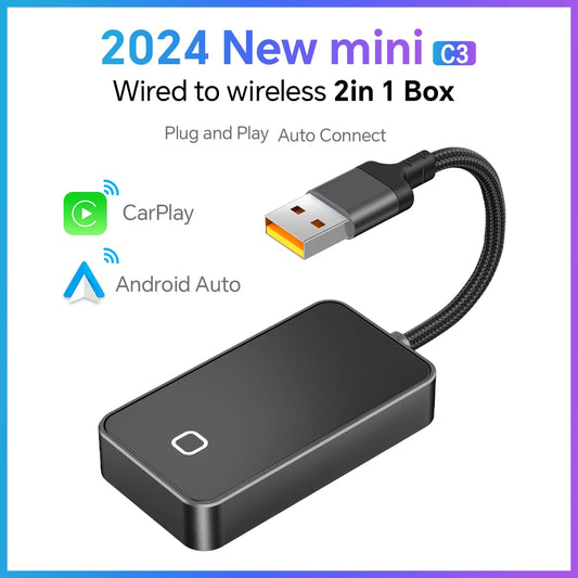 New MINI C3 plug and play wireless CarPlay Dongle Android AUTO Box Car Navigation Smart Car Machine interconnection BT WiFi
