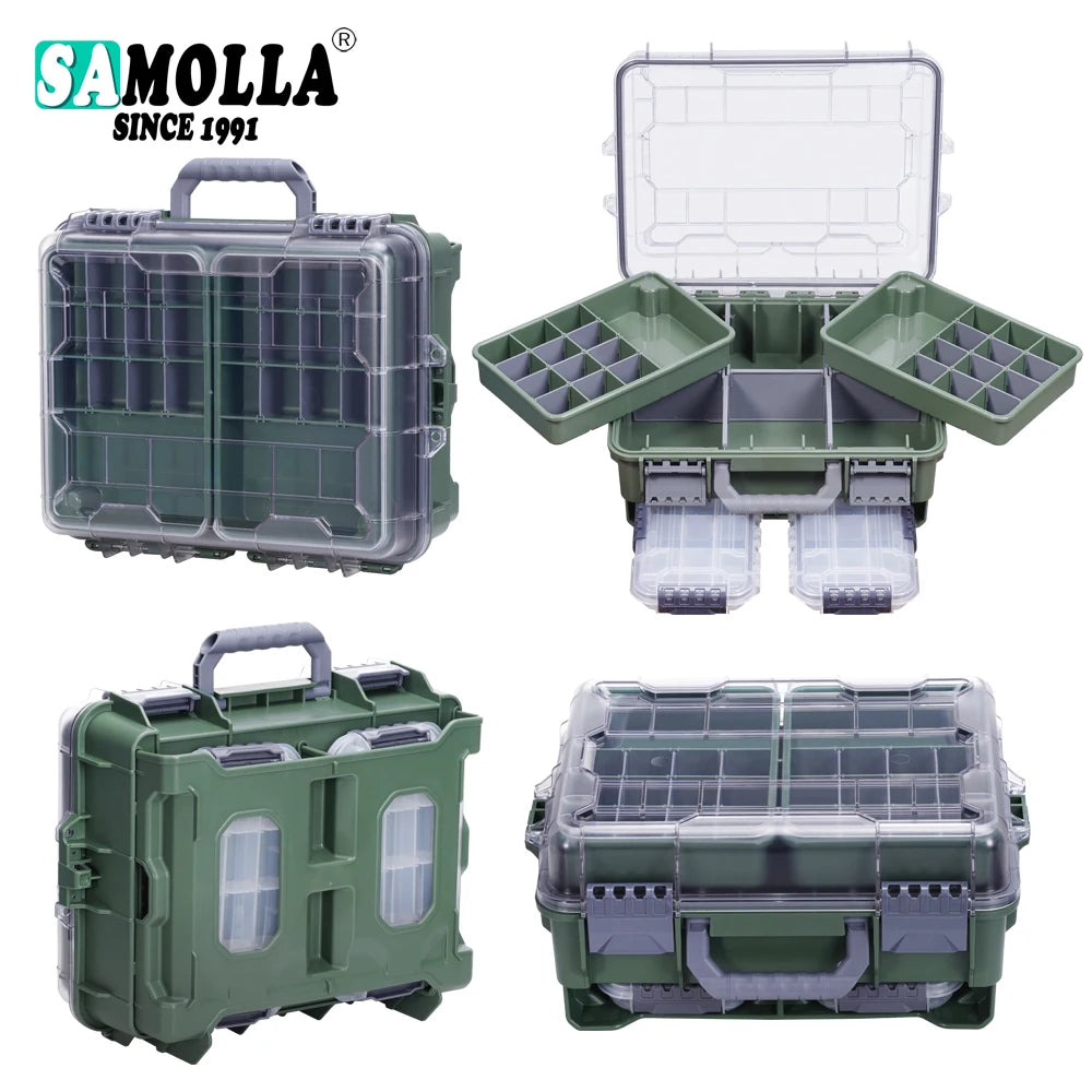 SAMOLLA Fishing Tackle Box Large Capacity Portable Multi-functional Waterproof Bait Accessories Outdoor Camping Storage Box