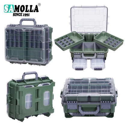 SAMOLLA Fishing Tackle Box Large Capacity Portable Multi-functional Waterproof Bait Accessories Outdoor Camping Storage Box