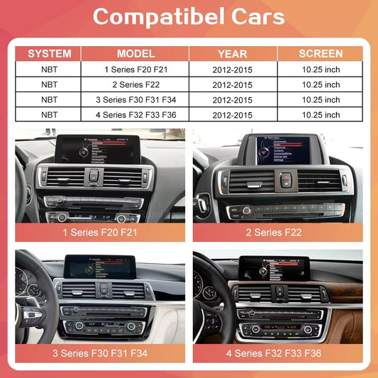 1920*720 Wireless Carplay Multimedia Screen Android Auto For BMW 1 2 3 4 Series F20 F21 F22 F23 F45 F30 F31 F33 F36 NBT System
