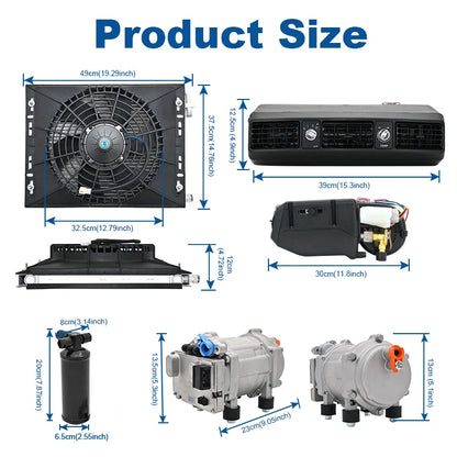 202 Universal Electric Compressor Car A/C 12V/24V Truck Air Conditioning Systems Air Conditioner Unit For Camper Van