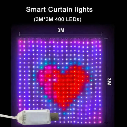 LED Intelligent LED DIY Curtain Light Remote Control Background Wall Bedroom Decoration Light Christmas and Halloween Decoration