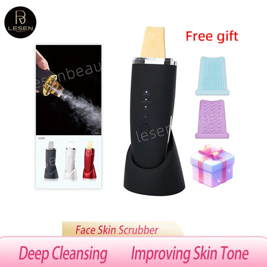 New Ultrasonic Skin Scrubber Vibration Face Spatula Blackhead Remover Shovel Clean Cavitation Peel