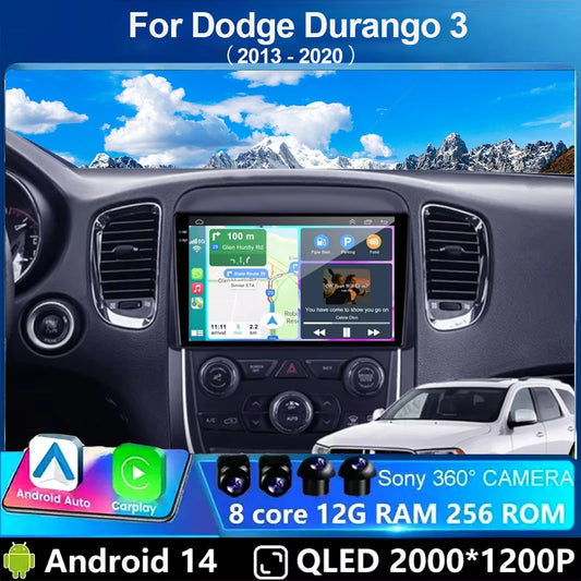 Car Radio Multimedia Video Player For Dodge Durango 3 WD 2013 - 2020 Navigation GPS Android 14 No 2din 2 din dvd 4G Carplay
