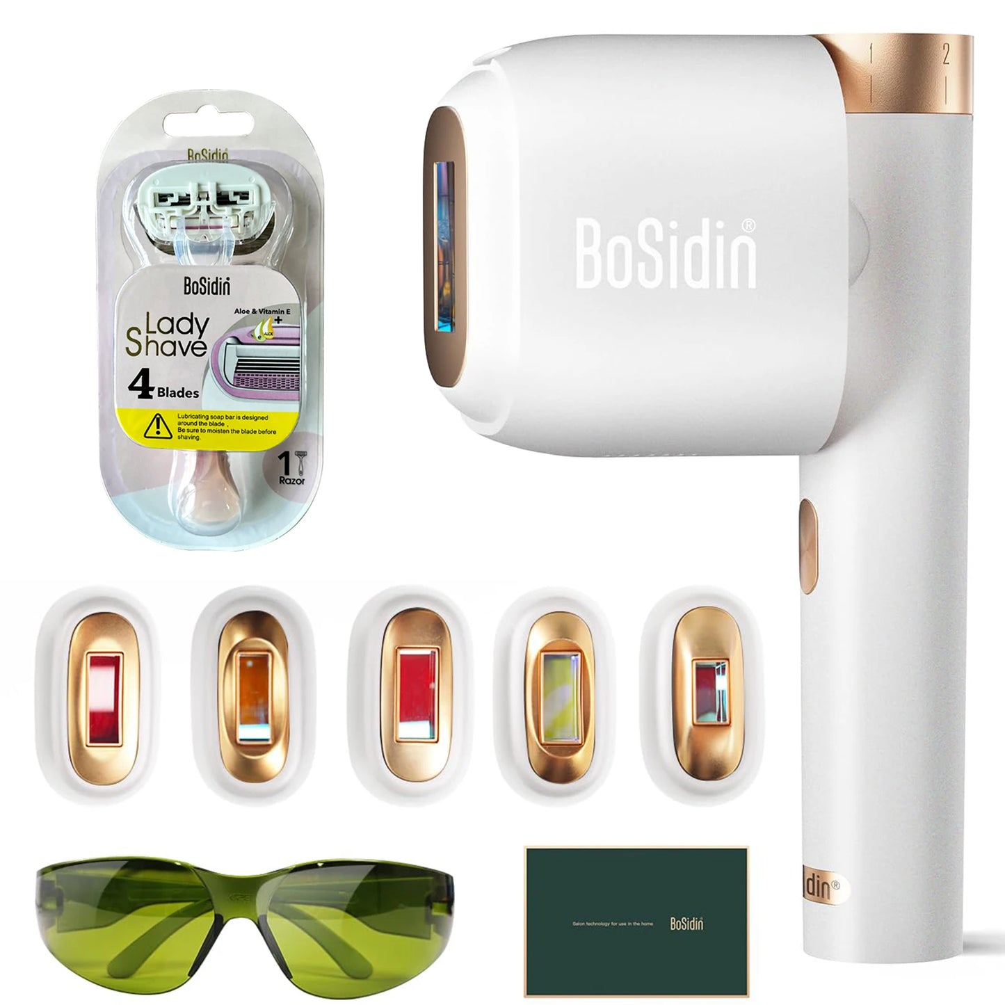 Bosidin Pro Ipl Hair Removal ABS Portable Machine With 5 Laser Head Unlimited Flashes Women Man Painless Laser Epilator For Body