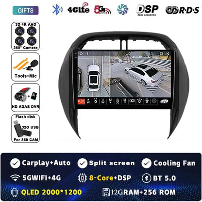 Android 15 Auto Radio For Toyota RAV4 RAV 4 2003 2004 2005 DSP Carplay GPS Navigation Multimedia Video Player Stereo 2din DVD