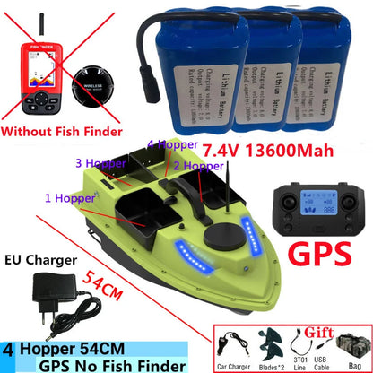 99GPS Smart Cruise Sonar Fish Finder High Speed RC Fishing Boat 4Hopper 600M 3KG Waterproof Lighting Remote Control RC Bait Boat