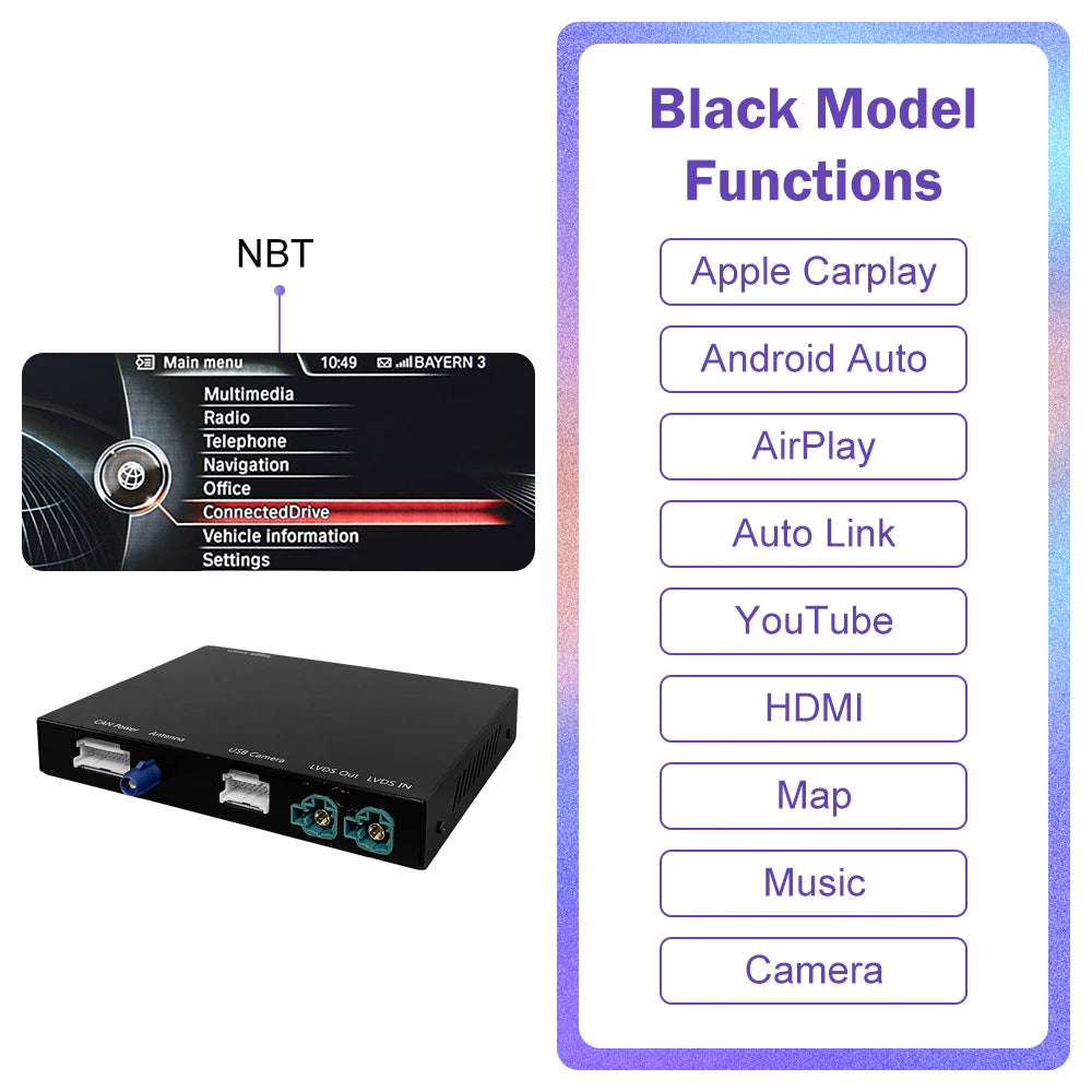 Road Top Wireless CarPlay for BMW 5 Series F10 F11 F07 7 Series F01 F02 F03 F04 Android AutoMirror Link AirPlay Camera View