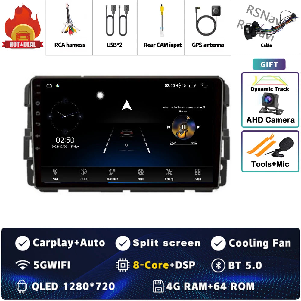 Android 14 Carplay Car Radio for Chevrolet Silverado Impala GMC Yukon Acadia Sierra Multimedia Video Player Navigation Stereo BT