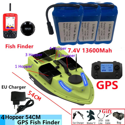 99GPS Smart Cruise Sonar Fish Finder High Speed RC Fishing Boat 4Hopper 600M 3KG Waterproof Lighting Remote Control RC Bait Boat