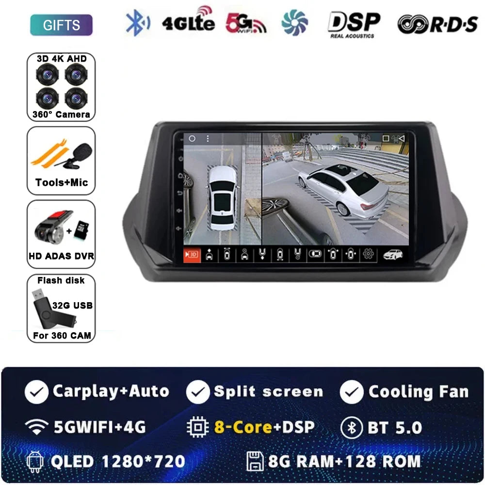 Android 15 Carplay Auto For Peugeot 2008 208 2019 2020 2021 2022 Car Radio Multimedia Video Player Navigation GPS  No 2Din 2 Din