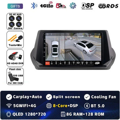 Android 15 Carplay Auto For Peugeot 2008 208 2019 2020 2021 2022 Car Radio Multimedia Video Player Navigation GPS  No 2Din 2 Din