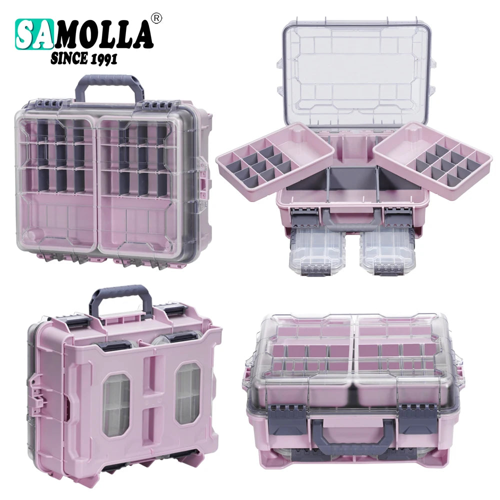 SAMOLLA Fishing Tackle Box Large Capacity Portable Multi-functional Waterproof Bait Accessories Outdoor Camping Storage Box