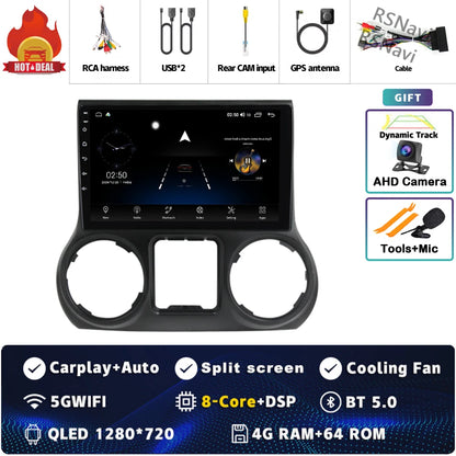 Android 14 Carplay Auto For Jeep Wrangler 3 JK 2015 2016 2017 Car Radio Player Multimedia srereo Navigation BT 4G WIFI DSP