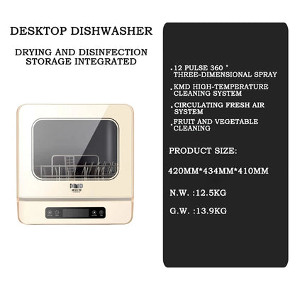 Kitchen Intelligent Lavavajillas Dishwasher Automatic Portable Disinfection Dishwasher Countertop