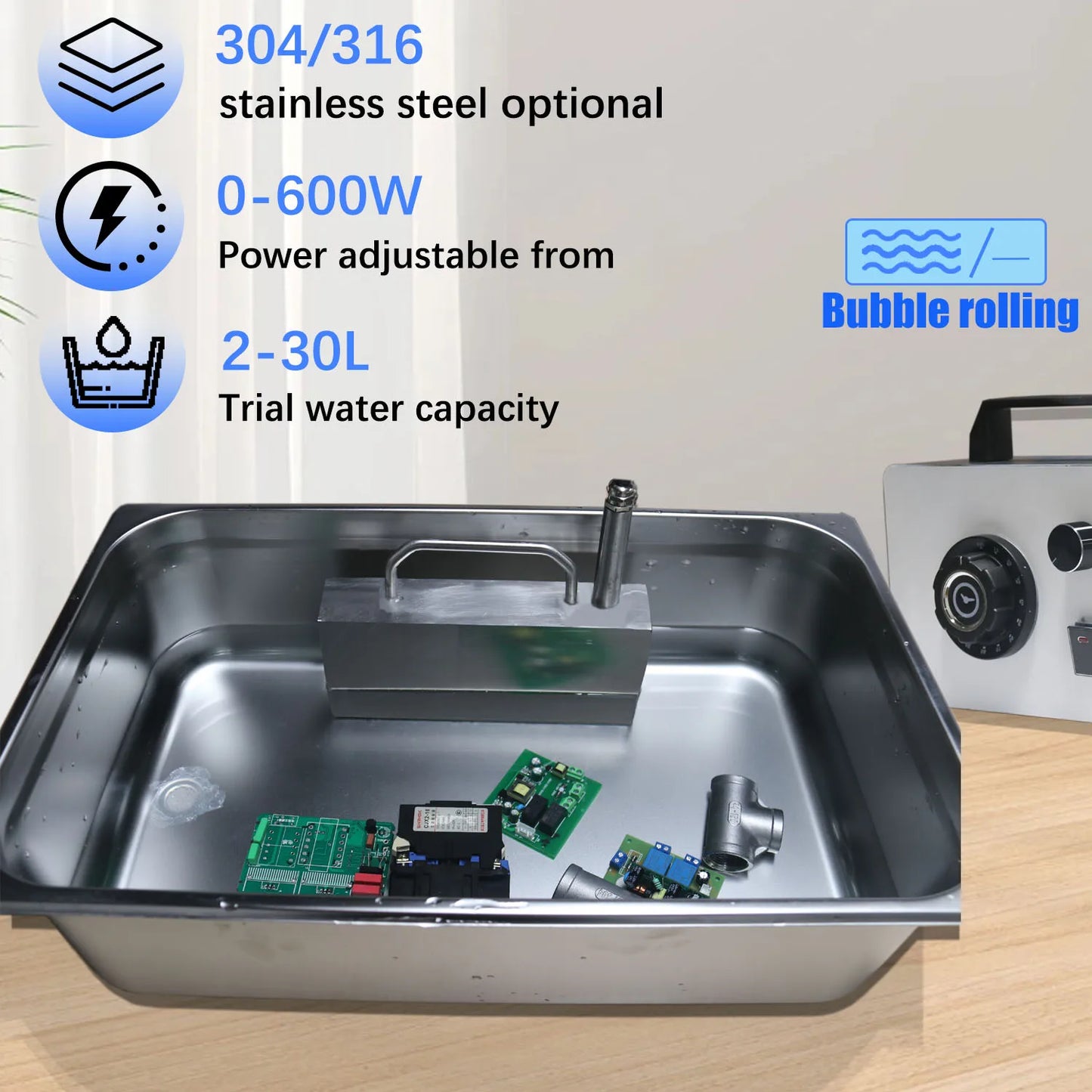 Ultrasonic Cleaner 316 Stainless Steel,3 Cleaning Mode,6L 10L 30L Portable Washing Machine,Ultraso