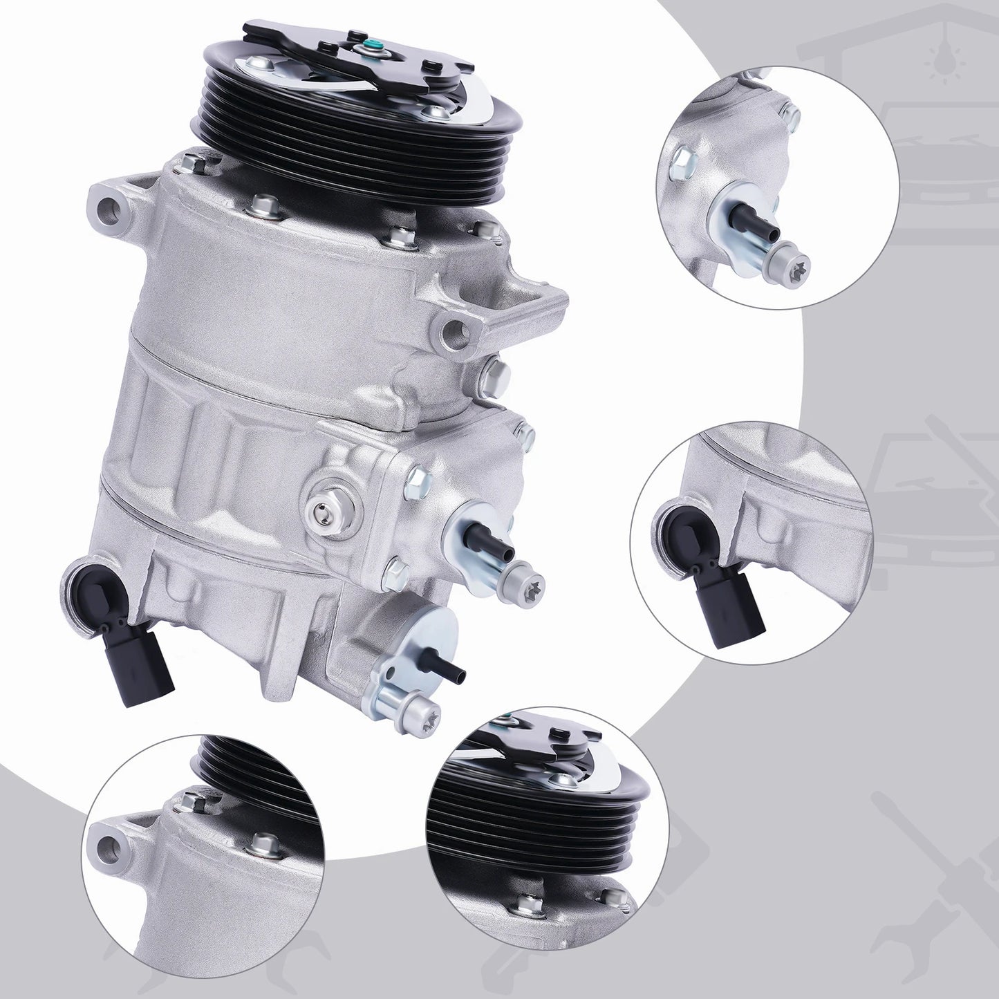 12V 125 Amps Air Conditioning Compressor AC Clutch Kit for Cars and Trucks Silver Energy-saving Air Conditioning Compressor