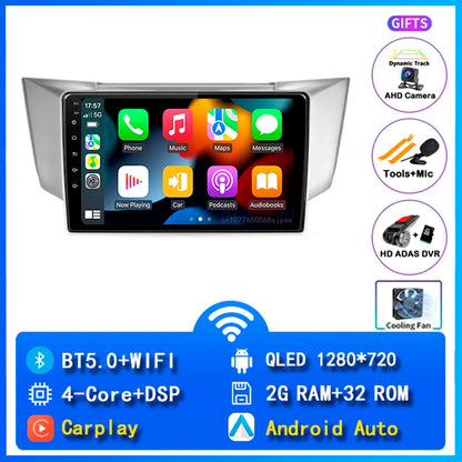 Android 14 wifi+4G Carplay AUTO Car Radio For Lexus RX300 RX330 RX350 RX400H 2003 -2009 Navigation GPS Player Stereo Multimedia