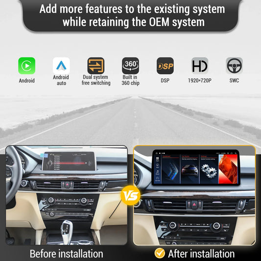 12.3 inch Android 14 For BMW X5 F15 X6 F16 2014-2018 Car Radio Wireless Bluetooth Carplay Head Unit Snapdragon 680 Touch Screen