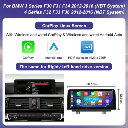 1920*720 Multimedia Touch Screen For BMW 1/2/3/4 Series F20/F21/F22/F30/F31/F33/F34/F36 Android Auto NBT System Wireless Carplay