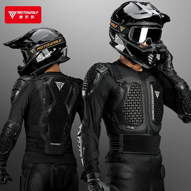 Motowolf 1 Set Motorcycle Armor Jacket CE Certified Motorcyclists Body Armor with Spine Protection Motorcycle Protective Gear