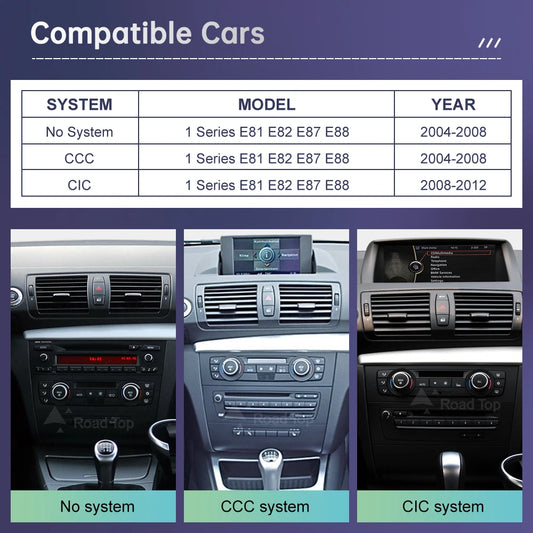Wireless CarPlay Android Auto Car Multimedia Screen For BMW 1 Series E81 E82 E87 E88 CCC CIC System Touch Display Car Radio
