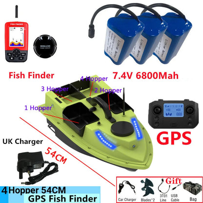 99GPS Smart Cruise Sonar Fish Finder High Speed RC Fishing Boat 4Hopper 600M 3KG Waterproof Lighting Remote Control RC Bait Boat