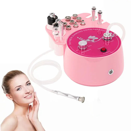 Pink Diamond Microdermabrasion Machine Facial 3 in 1 Professional Blackhead Removal Acne Clearning Anti Aging Skin care Tool