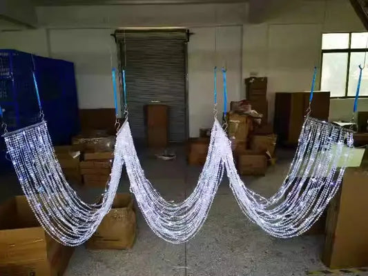 Wedding Festival Arch Christmas Decoration Outdoor Stage Party Hotel Ceiling LED String Lights Acrylic Hanging Backdrops 4pcs