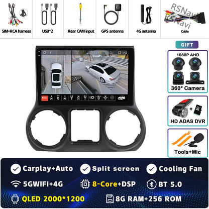 Android 14 Carplay Auto For Jeep Wrangler 3 JK 2015 2016 2017 Car Radio Player Multimedia srereo Navigation BT 4G WIFI DSP