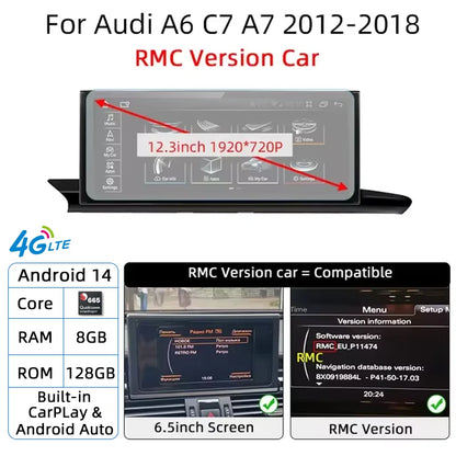 For Audi A6 A7 C7 Android 14 Car Radio Multimedia mp3 Player IPS Carplay Screen Stereo 4G GPS Navigation WIFI Head Unit