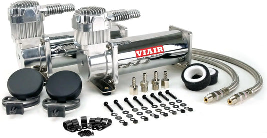 444C Dual Air Compressor for Air Suspension (2 Pack) 12V Continuous Duty Cycle Compressor for Air Tanks Bags