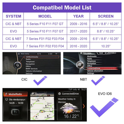 Road Top Wireless CarPlay for BMW 5 Series F10 F11 F07 7 Series F01 F02 F03 F04 Android AutoMirror Link AirPlay Camera View