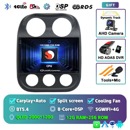 Android 14 For Jeep Compass Patriot 2010- 2016 2K QLED Android Car Radio Multimedia Video Player GPS AI Voice CarPlay Head Unit