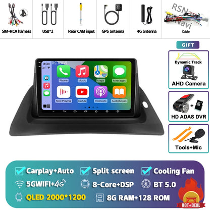Android 14 Carplay Car Radio For Renault Kangoo 2009 2012 2015 2016 2017 2018 Multimedia Video Player Navigation Stereo 2din DSP
