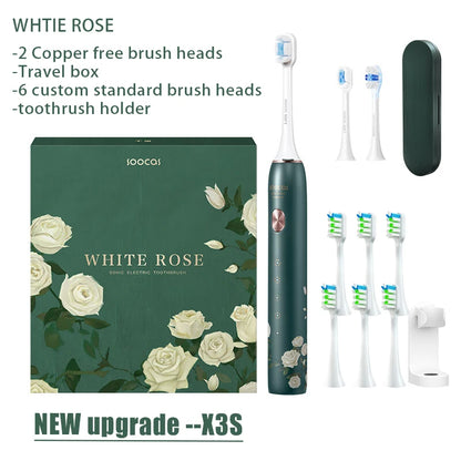 SOOCAS X3S White Rose Adult Smart Sonic Electric Toothbrush IPX7 Waterproof Ultrasonic Tooth Brush