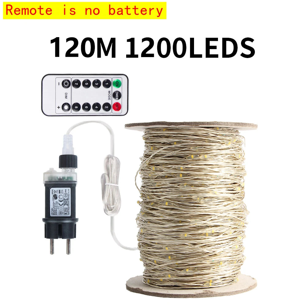 10M-200M LED String Lights Street Fairy Lights Christmas Lights Tree Garland For Outdoor Home Party New Year Wedding Decoration